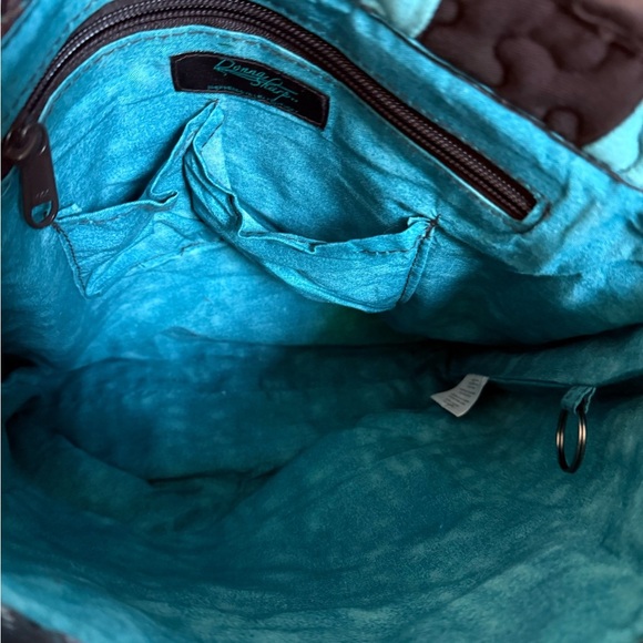 Donna Sharp Quilted Patchwork Tote Bag Turquoise Brown - Picture 2 of 3